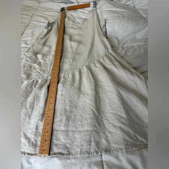 Garnet Hill 100% linen beige minimalist dress size 8 sleeveless - Picture 6 of 12